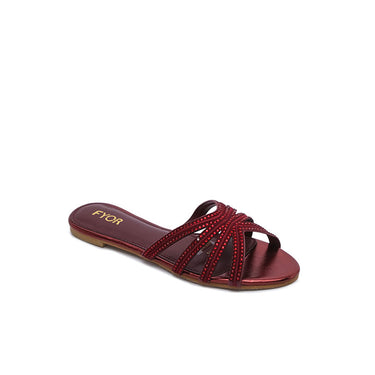 FYOR Flat Sandal #color_maroon