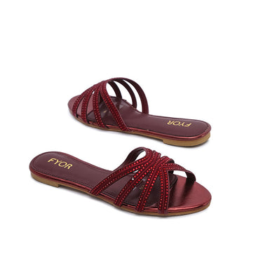 FYOR Flat Sandal #color_maroon