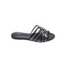 FYOR Glossy Multi Strap Flat Slide Sandal in Black #color_black