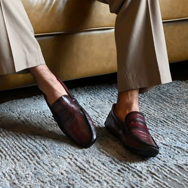 Paco PSV 007 Men's Moccasin #color_burgundy