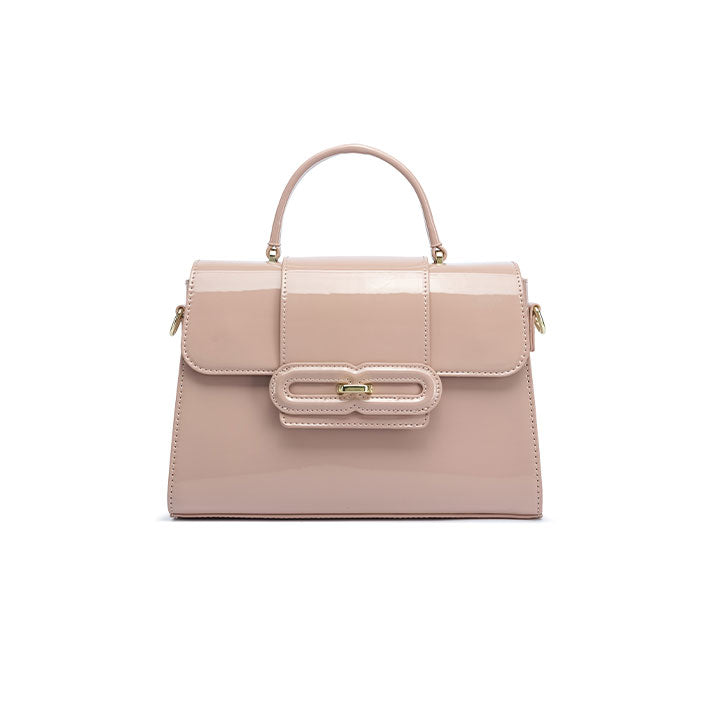 FYOR Patent Top-Handle Satchel in Nude #color_nude